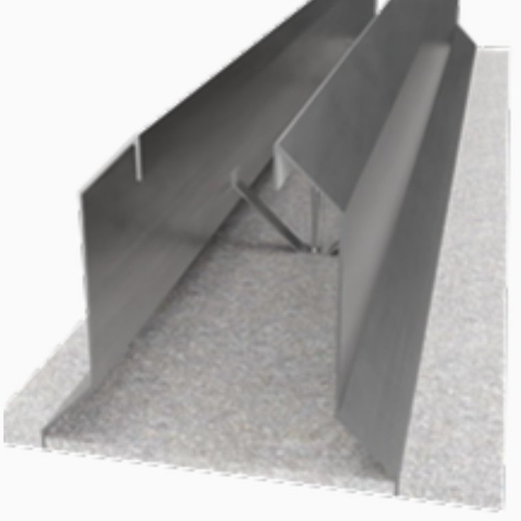 Render of a HygieniCurb stainless curb profile and floor detail